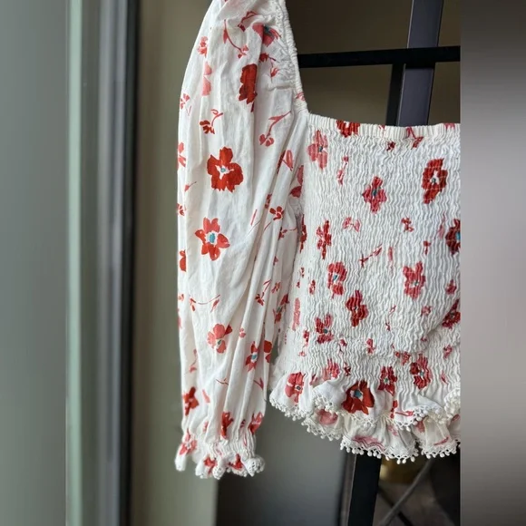 Zara Floral Blouse with Puff Sleeves Size Medium - Picture 16 of 16